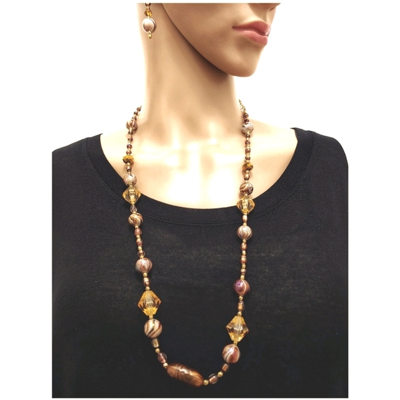 247NEB119. Handmade 3 Pc. Gold and Copper Necklace Set - Picture 3 of 6